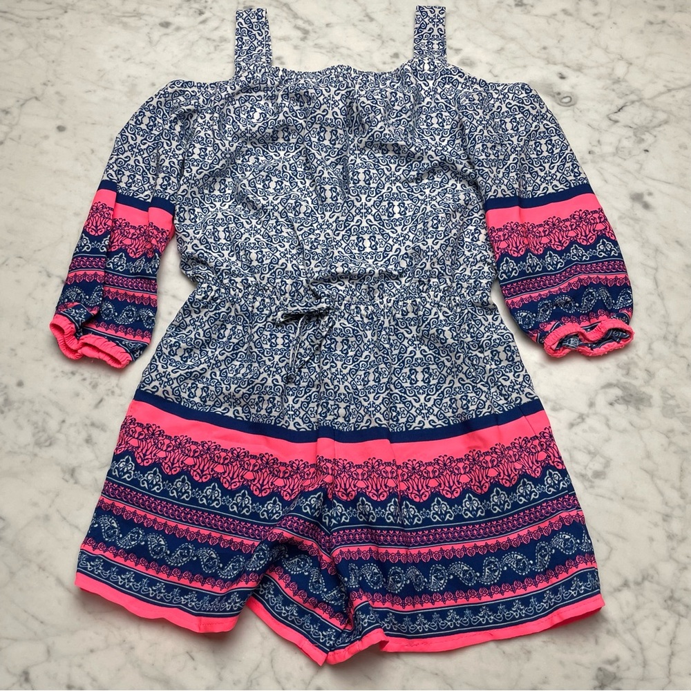 My Michelle Girls Cold Shoulder Long Sleeve Shorts Romper